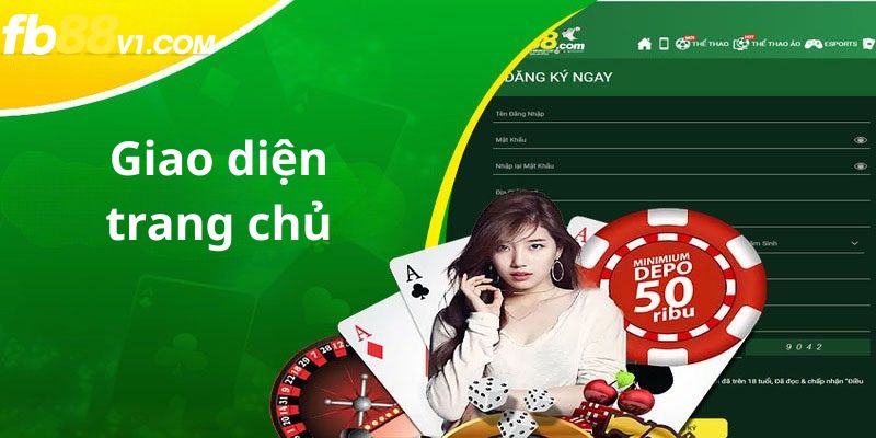 Giao diện FB88 hiển thị nút "Đăng ký" ở góc phải màn hình